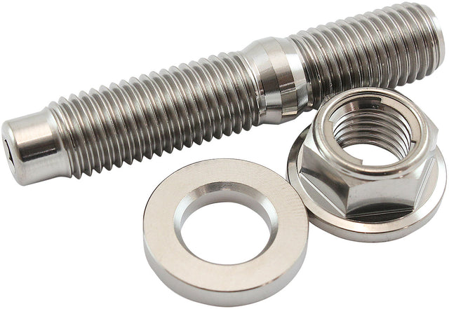 Aeroflow M10 x 1.25mm Titanium Stud, Hex Locking Nut and Washer Kit Sold as One Stud, One Flat Washer and One 6 Point Hex Locking Nut (AF55-2016) AF55-2016