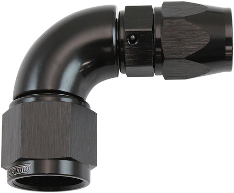 Aeroflow 200 Series Teflon Style One Piece 90 Degree Stepped Hose End -8AN to -8 Hose Black Finish, Suits 200 & 250 Series Hose (AF573-06-08DBLK) AF573-06-08DBLK