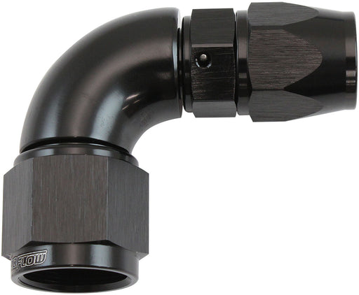 Aeroflow 200 Series Teflon Style One Piece 90 Degree Stepped Hose End -8AN to -8 Hose Black Finish, Suits 200 & 250 Series Hose (AF573-06-08DBLK) AF573-06-08DBLK