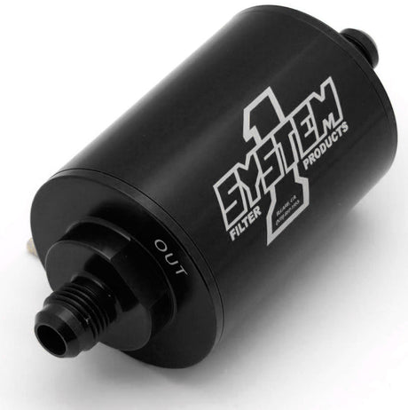System 1 Short Inline Billet Fuel Filter, Black -8AN Ends, 4" Long,2" Diameter. 35 Micron Element - SY200-201408B SY200-201408B