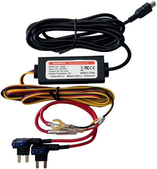 Autometer Hard Wire Kit with Parking Mode Smart Accessory for Auto Meter Guardian 360 Dash Cam (AU5346) AU5346