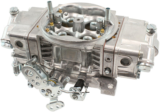 Aeroflow 850cfm 4-Barrel Double Pumper Carburettor with Mechanical Secondaries Square bore 4150 Flange, No Choke, Silver Finish (AF5112-3850)