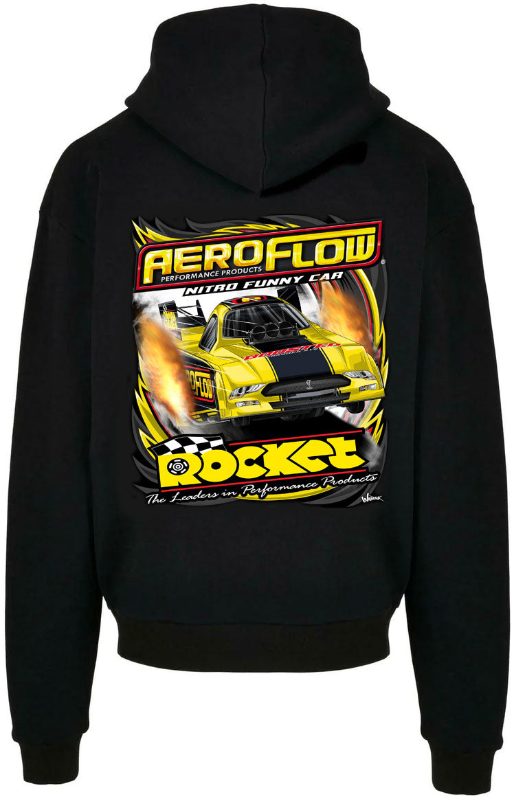 Rocket Aeroflow Nitro Funny Car Hoodie, Small Black with Full Colour Design Print on Back with Logo on Front (AFNFC24HOOD-S) AFNFC24HOOD-S