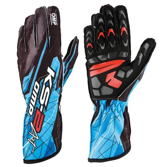 OMP Gloves KS2 Art Black/Cyan RCP OMPGLOKB02748A01275XXS