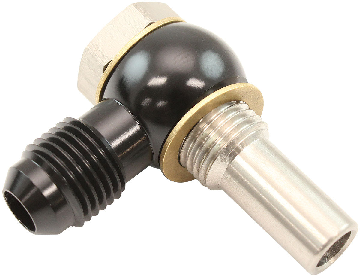 Aeroflow 1/4" NPSM Long Tail Stainless Steel Banjo Bolt and Aluminium -6AN Banjo - AF398-06L AF398-06L