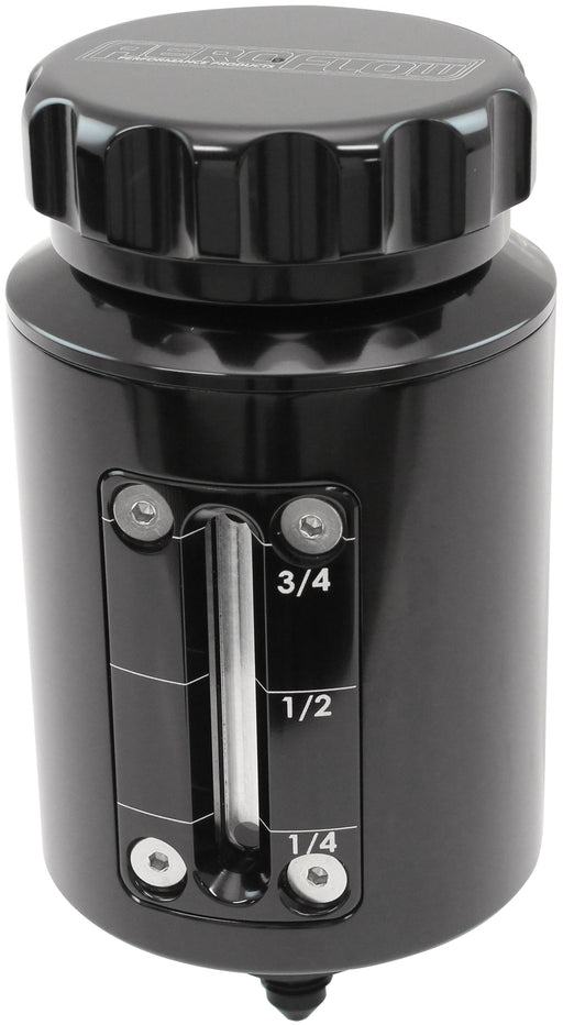 Aeroflow Brake & Clutch Reservoir with Sight Glass, Black -3AN Outlet, 120ml (4oz), 100mm (4.00") H x 63.5mm (2-1/2") O.D (AF64-2154BLK) AF64-2154BLK