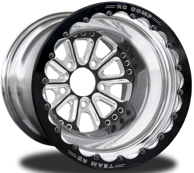 RC Comp Hammer 15" x 10" Wheel, Polished with Black Centre, Single Beadlock - RCCSD40DP1P-03P RCCSD40DP1P-03P