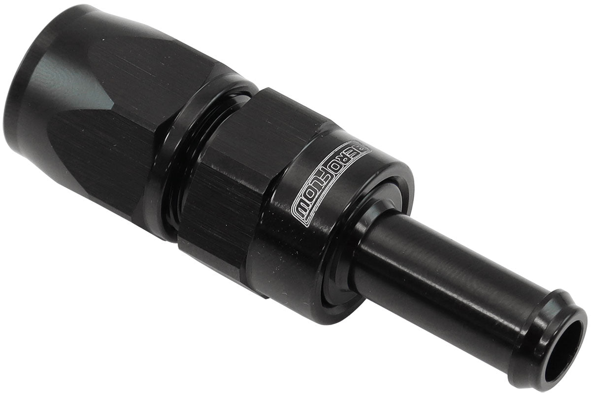Aeroflow 200 Series Teflon Style One Piece Straight Hose End -6AN to 3/8" Hose Barb - AF214-06-06DBLK AF214-06-06DBLK