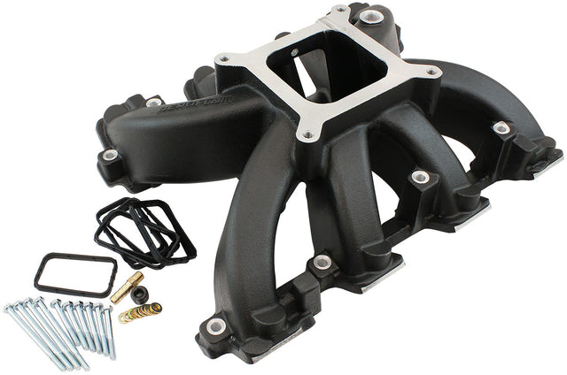 Aeroflow GM LS Rectangle Port Carburettor Hi Rise Single Plane Non-EFI Intake Manifold, Black Finish - AF6240-6005 AF6240-6005