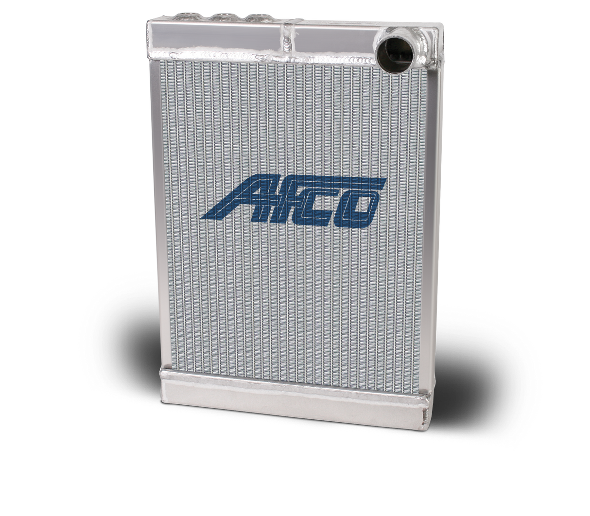 AFCO Aluminum Satin Midget Radiator Front Mount Downflow Double Pass (3) 3/8 NPT Inlets 1-1/2 Outlet - 80208 80208