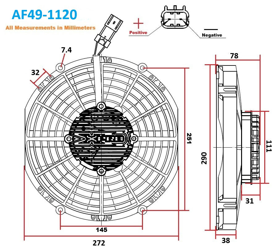 Aeroflow 10" Brushless Electric Fan, Puller Type with Curved Blades - AF49-1120