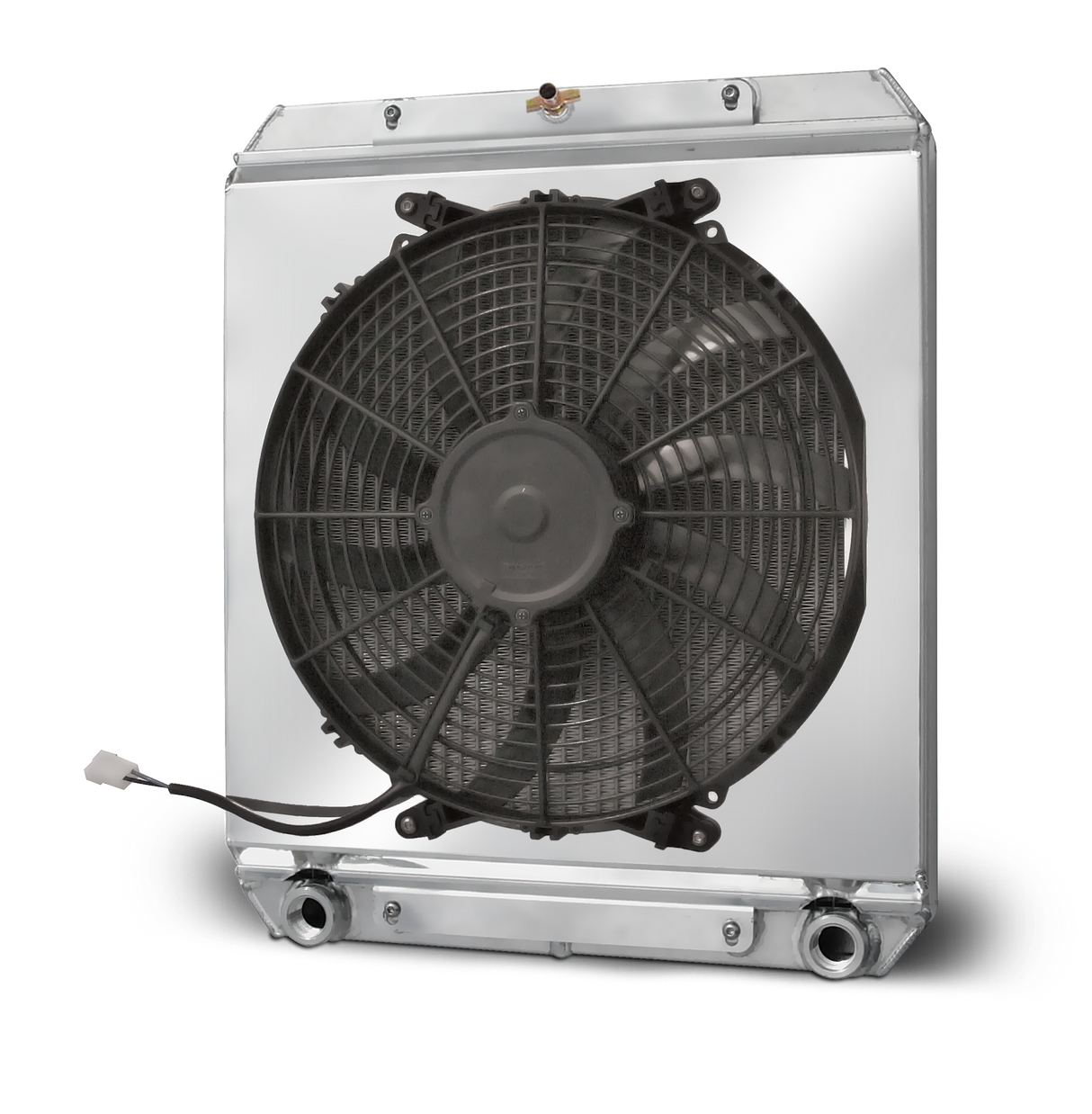 AFCO Aluminum Radiator with Fan Shroud Dragster/Roadster Double Pass 3/4 FNPT Inlet 3/4 FNPT Outlet - 80108N 80108N