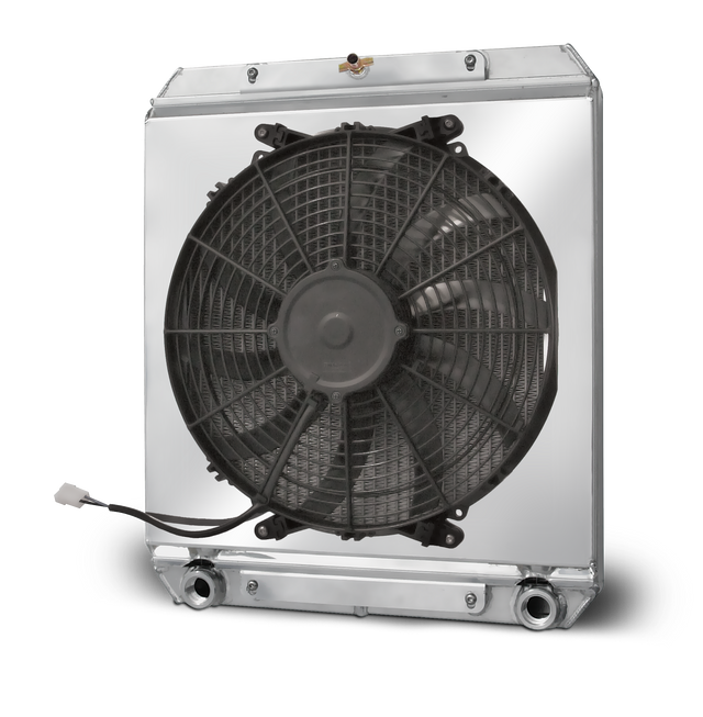 AFCO Aluminum Radiator with Fan Shroud Dragster/Roadster Double Pass 3/4 FNPT Inlet 3/4 FNPT Outlet - 80108N 80108N