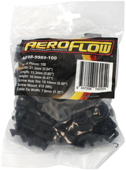 Aeroflow Cable Tie Screw Mount 21.3mm x 15.3mm - 100 Pack Nylon 66 Material, Black Colour (AF98-9989-100)
