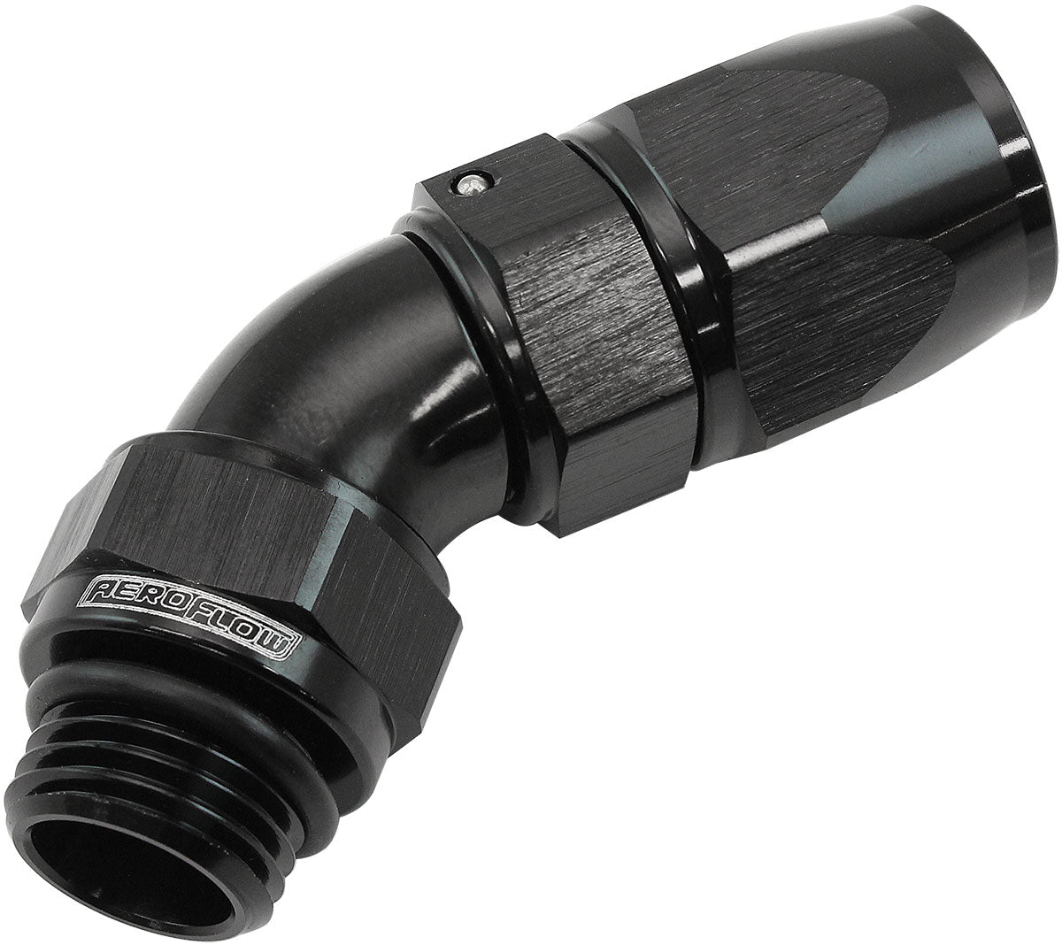 Aeroflow ORB Taper Swivel 45° Hose End -6 ORB to -6AN - AF582-06-06DBLK AF582-06-06DBLK