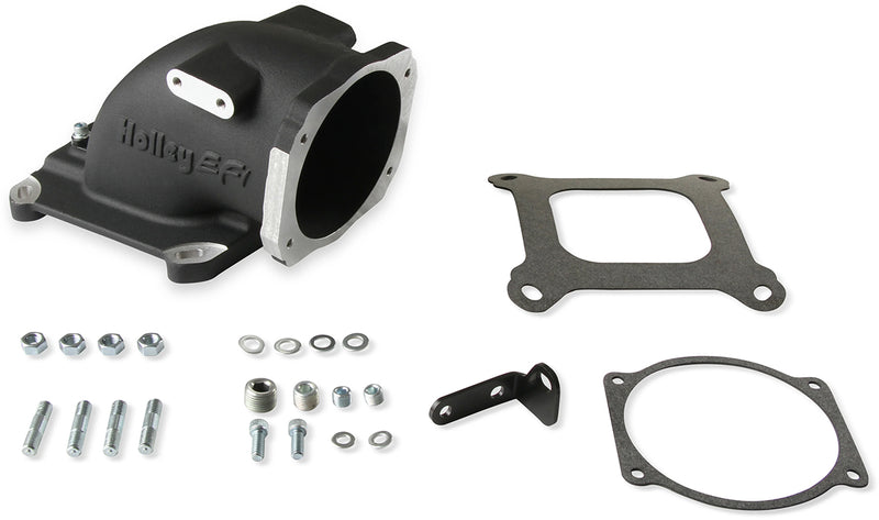 Holley EFI Throttle Body Intake Elbow - Black Suit GM LS 105mm Throttle Body with 4150 Carburettor Pattern (HO300-240BK)