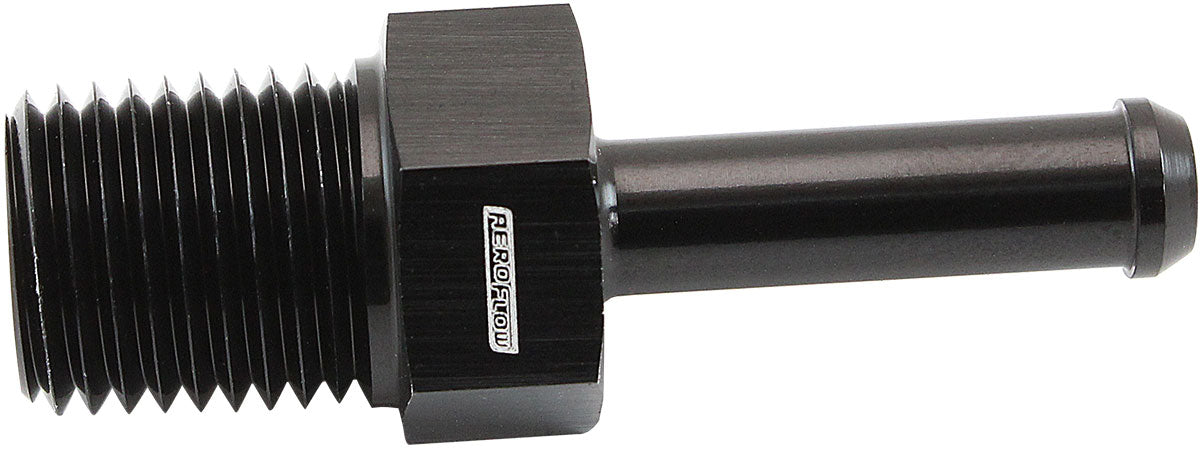 Aeroflow Male NPT to Barb Straight Adapter 1/4" to 1/4" Black Finish (AF841-04-04BLK) AF841-04-04BLK