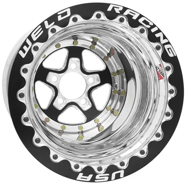 Weld Alumastar 15" x 8" Black Center/Polished Shell, Single Beadlock for M/T - WE88B508208F WE88B508208F