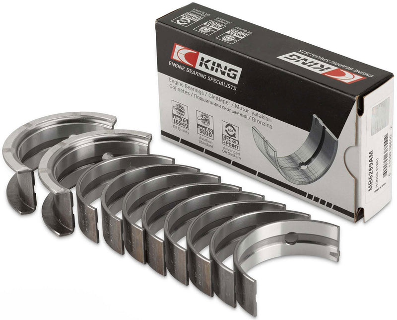 King AM Series Main Bearing Set, .50mm (.020") Suit Mitsubishi 4G63, 4G63T, 4G64 92-97, EVO I-IV with Flange (KBMB5209AM0.5) KBMB5209AM0.5