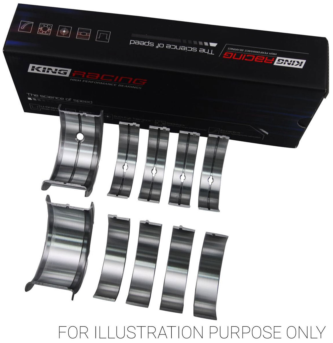 King HP Series Main Bearing Set, .010" - KBMB509HP 010 KBMB509HP 010