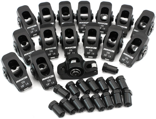 Aeroflow Small Block Chev Aluminium Roller Rocker Set 3/8" Stud Mount, 1.6 Ratio, Set of 16 (AF95-1102) AF95-1102