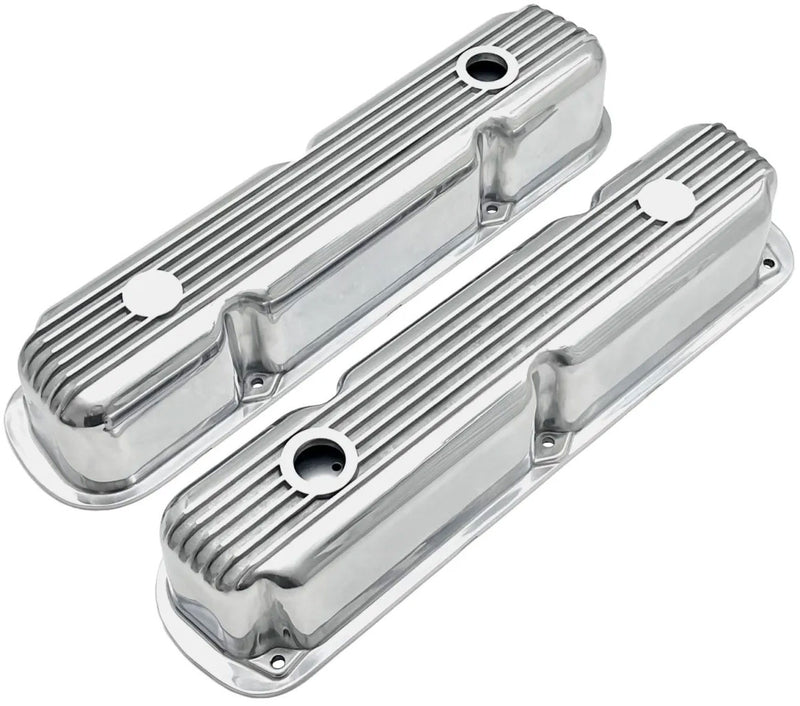 RPC Finned Valve Cover Set, Polished, 3-1/8" Tall Suit Chrysler 318-360 (RPCR7691) RPCR7691