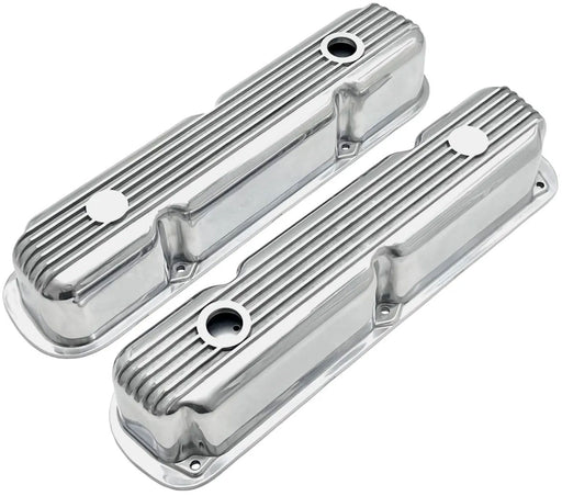 RPC Finned Valve Cover Set, Polished, 3-1/8" Tall Suit Chrysler 318-360 (RPCR7691) RPCR7691