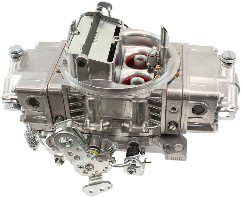 Aeroflow 600cfm 4-Barrel Double Pumper Carburettor with Mechanical Secondaries Square bore 4150 Flange, Electric Choke, Silver Finish (AF5112-1600)