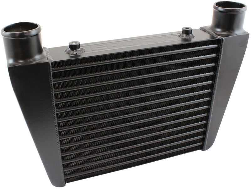 Aeroflow V-Mount Street Series Aluminium Intercooler, Black Powder Coated Finish 330 x 280 x 76mm with 2-1/2" Inlet/Outlets (AF90-1015BLK)