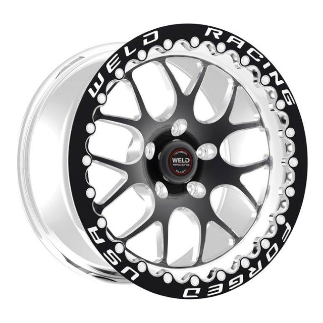 Weld RT-S S77 15 x 9.33" Wheel, Polished with Black Center and Single Beadlock for M/T - WE77MB509A55F WE77MB509A55F