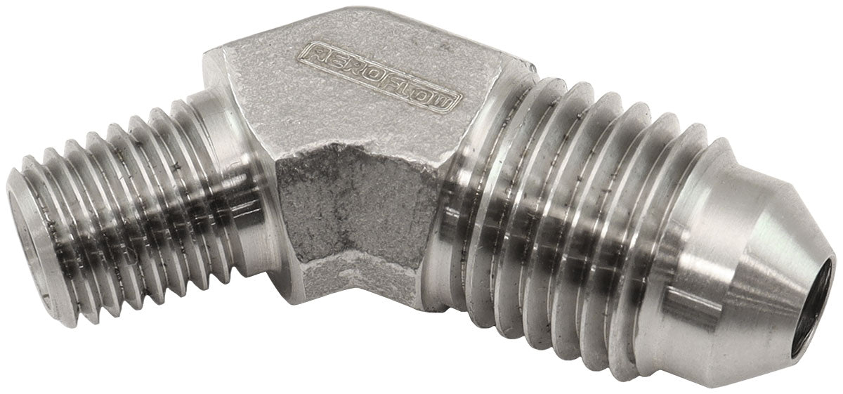 Aeroflow Stainless Steel 45° NPT Male to AN Fitting - AF382-02 AF382-02
