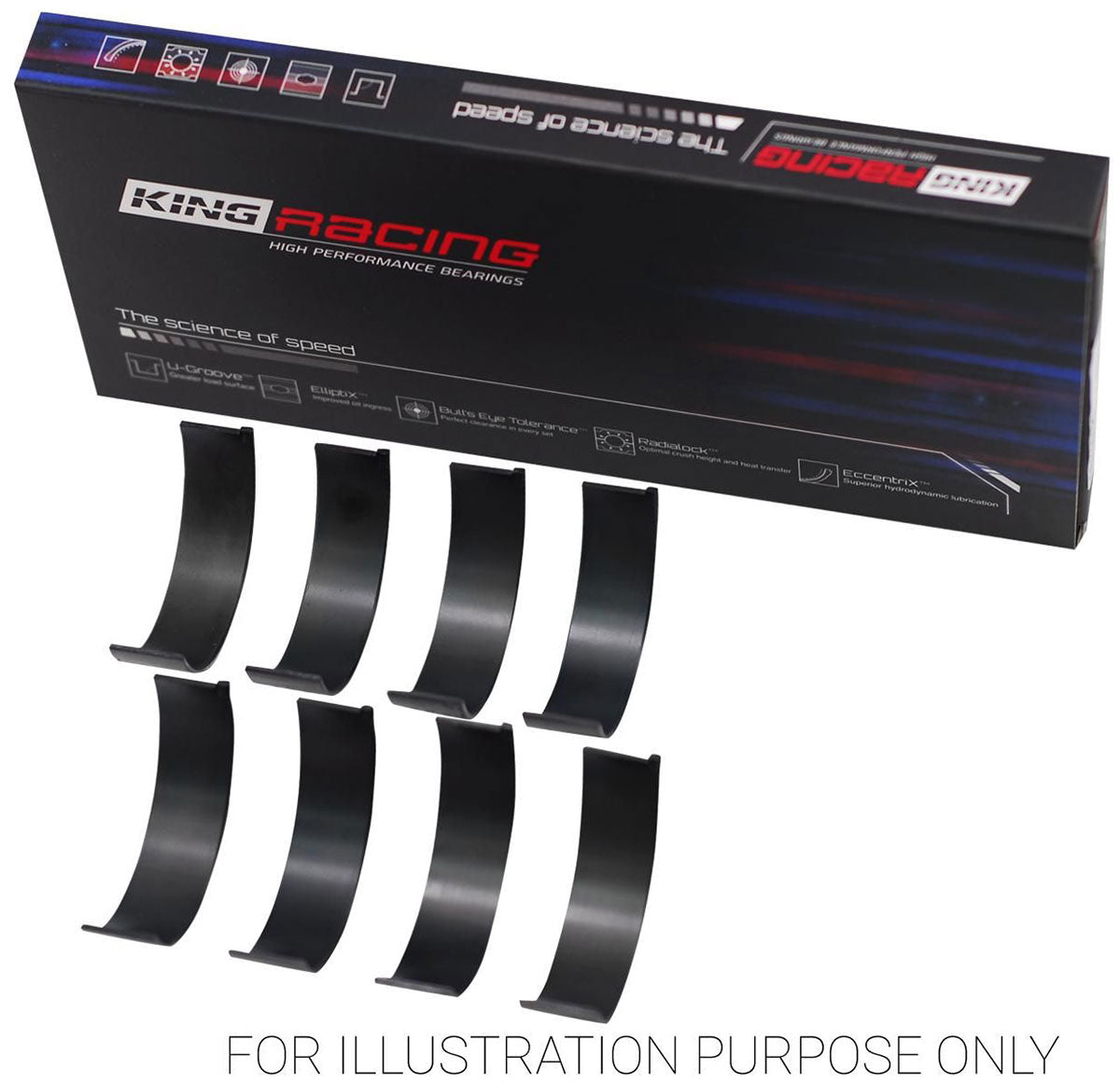 King XP Series Conrod Bearing Set, .25mm (.010) Suit Subaru WRX/STI EJ20, EJ22, EJ25, 52mm Journal (KBCR4125XPG0.25) KBCR4125XPG0.25