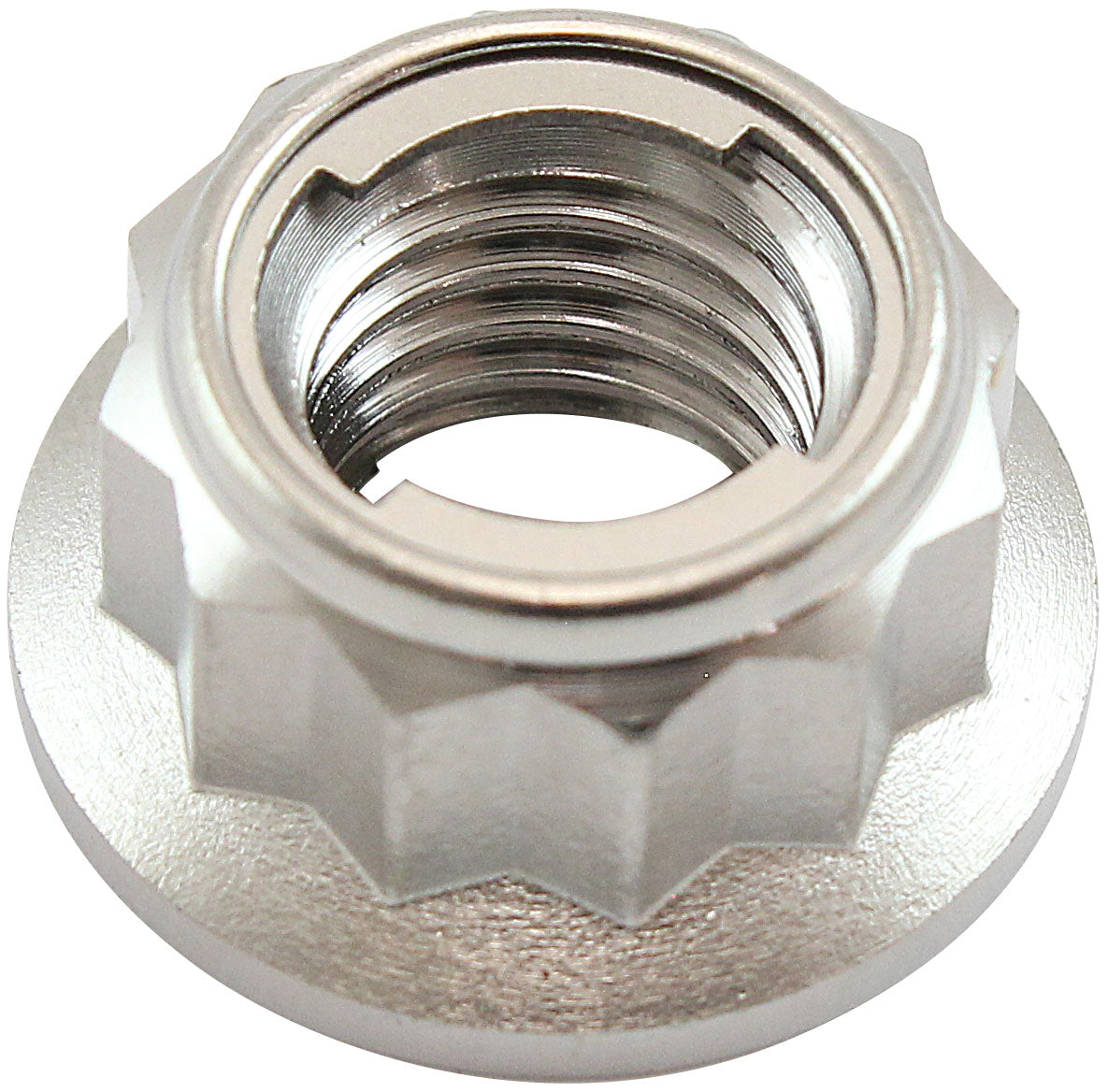 Aeroflow M8 x 1.25mm Titanium 12 Point Locking Nut Natural Finish, Sold Single (AF3502-0011) AF3502-0011