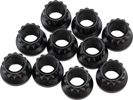Aeroflow 12-Point Nuts, Chrome Moly Black Oxide, 10-Pack - AF34-28-0011 AF34-28-0011