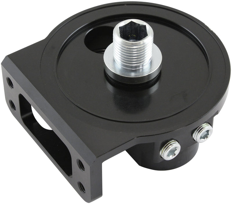 Aeroflow Billet Remote Oil Filter Head -12 ORB Top Entry, Black anodized finish, accepts filter with 13/16"-16 thread (AF64-2275)