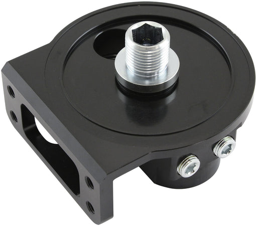 Aeroflow Billet Remote Oil Filter Head -12 ORB Top Entry, Black anodized finish, accepts filter with 13/16"-16 thread (AF64-2275)