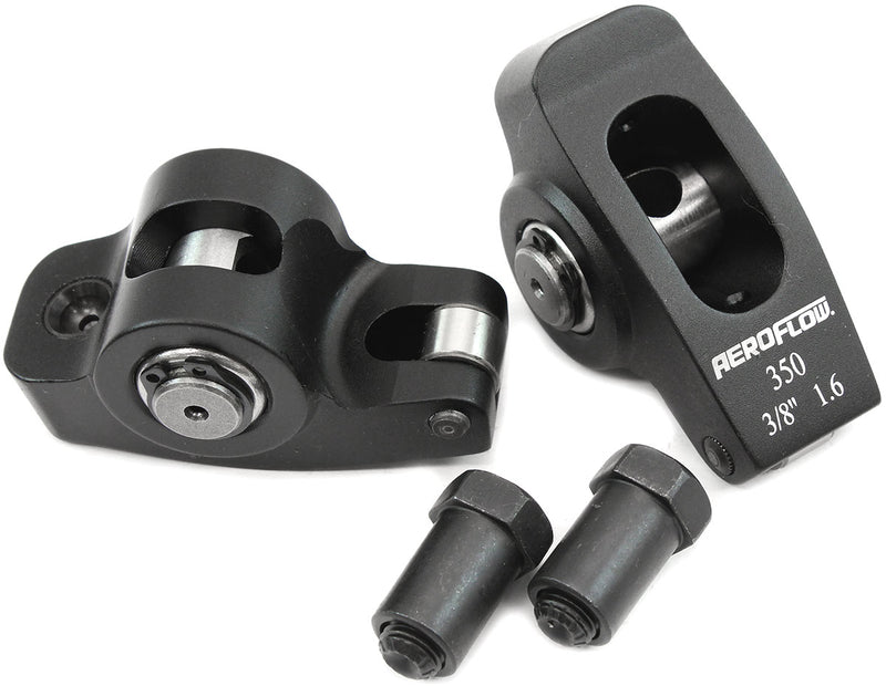 Aeroflow Small Block Chev Aluminium Roller Rocker Set 3/8" Stud Mount, 1.6 Ratio, Set of 2 (AF95-1102-2) AF95-1102-2