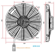 Aeroflow 12" Brushless Electric Fan with Straight Blades 2,100 CFM Rating. Non Reversable (AF49-1112)