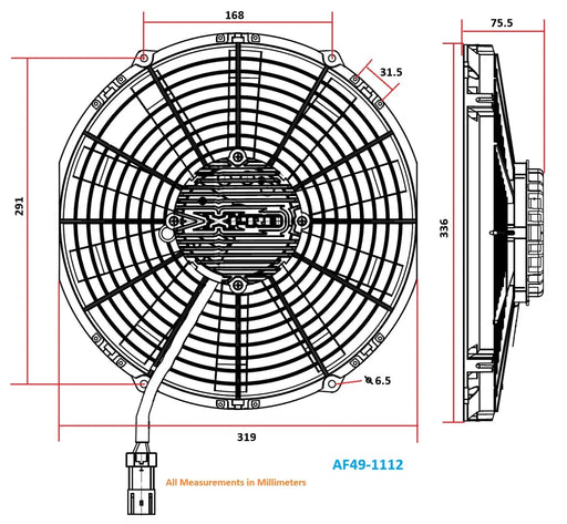 Aeroflow 12" Brushless Electric Fan with Straight Blades 2,100 CFM Rating. Non Reversable (AF49-1112)