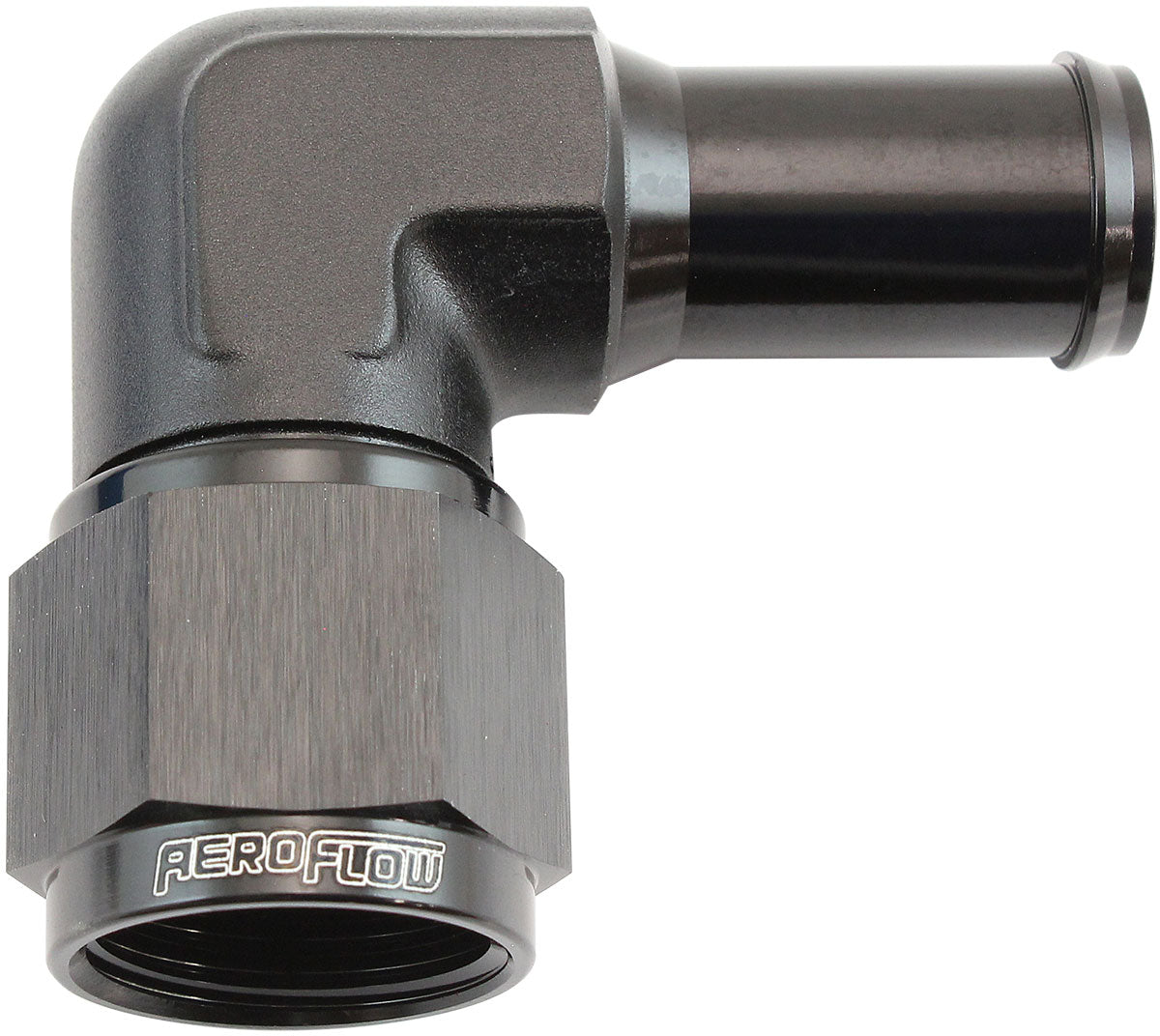 Aeroflow 90° Hose Barb 5/8" to -10AN Black Finish (AF413-10BLK) AF413-10BLK