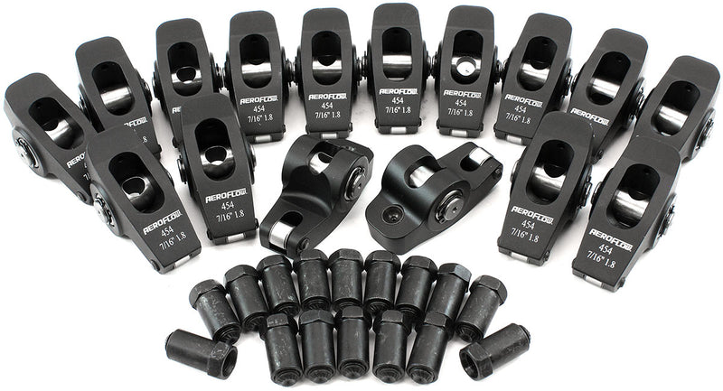 Aeroflow Big Block Chev Aluminium Roller Rocker Set 7/16" Stud Mount, 1.8 Ratio, Set of 16 (AF95-1117) AF95-1117