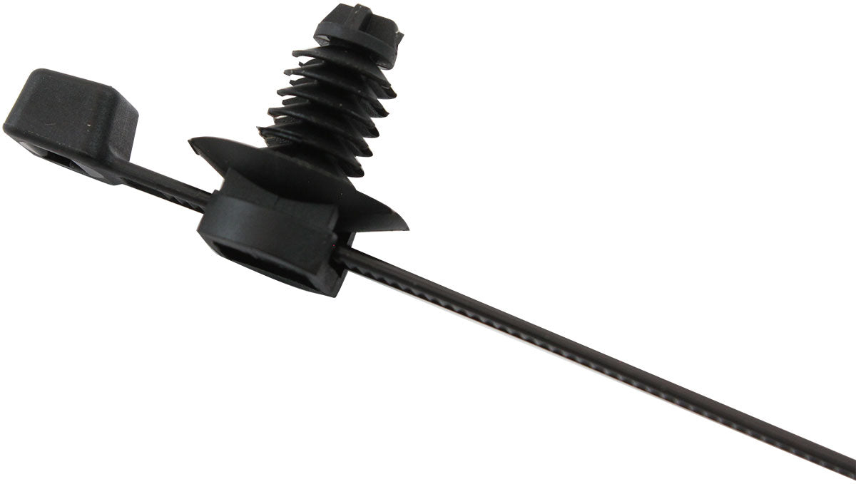 Aeroflow Two Piece Fir Tree Cable Ties 4.8mm Wide x 200mm Long - 100 Pack Nylon 66 Material, Black Colour (AF98-4822-100) AF98-4822-100