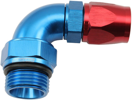 Aeroflow 90° ORB Male Swivel PTFE (Teflon®) Hose End -6 ORB to -8AN - AF583-08-06D AF583-08-06D