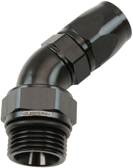 Aeroflow ORB Taper Swivel 45° Hose End -12 ORB to -10AN - AF582-10-12DBLK AF582-10-12DBLK