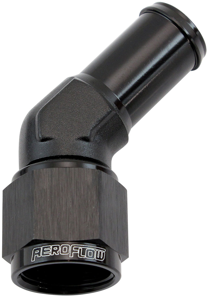 Aeroflow 45° Hose Barb 5/8" to -8AN Black Finish (AF412-08-10BLK) AF412-08-10BLK