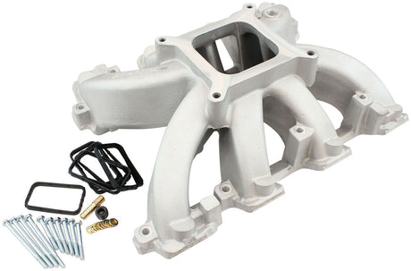 Aeroflow GM LS Rectangle Port Carburettor Hi Rise Single Plane Non-EFI Intake Manifold, Natural Cast Finish - AF6040-6005 AF6040-6005