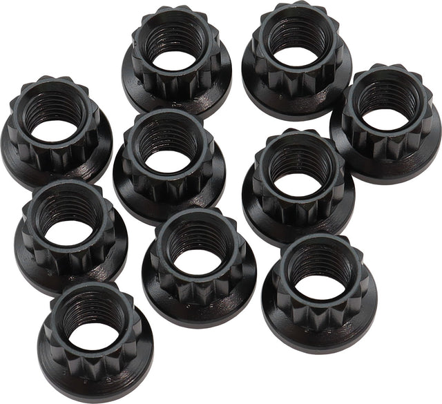 Aeroflow 12-Point Nuts, Chrome Moly Black Oxide, 10-Pack - AF34-04-0010 AF34-04-0010