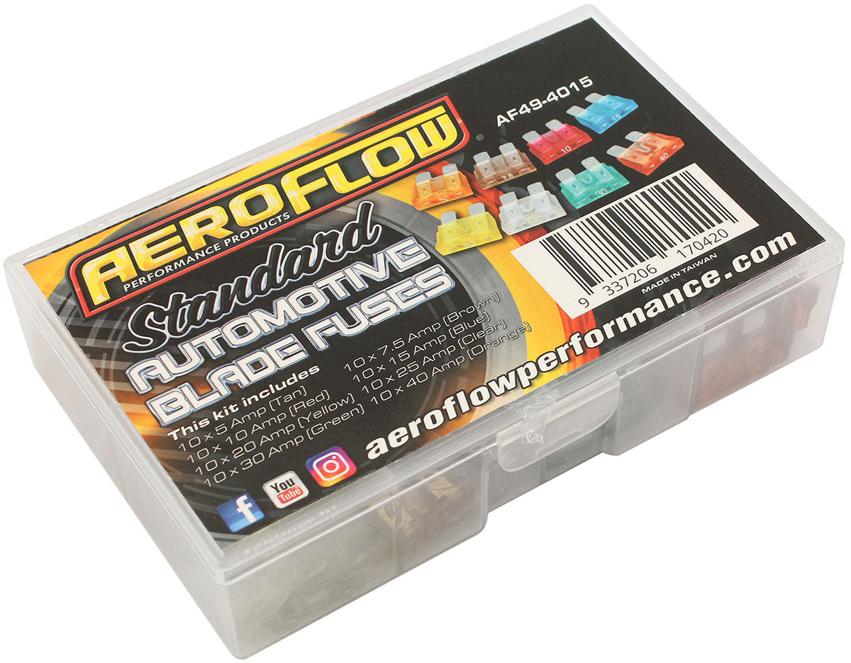 Aeroflow Bulk Multi Pack Standard Blade Fuses – 90 Pieces - AF49-4015 AF49-4015