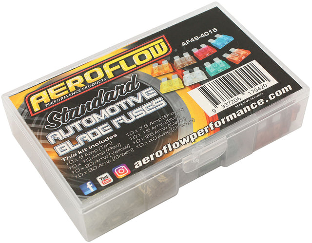 Aeroflow Bulk Multi Pack Standard Blade Fuses – 90 Pieces - AF49-4015 AF49-4015