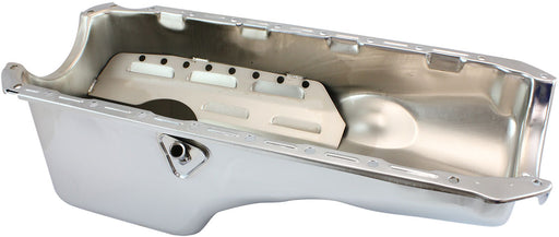 Aeroflow Big Block Chevrolet Right Hand Dipstick Standard Replacement Oil Pan, Chrome Finish Suit 2-Piece Rear Main Seal, 5.0L Capacity (AF82-9294C)